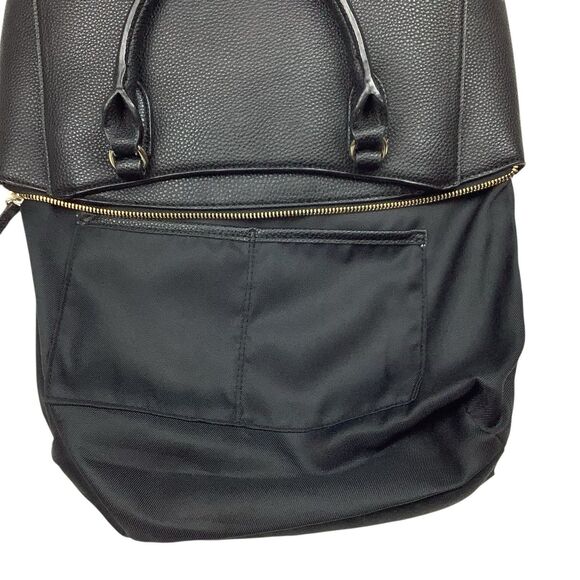 Nine West Josie Black Satchel Handbag Purse Pebble Vegan Leather Modern Classic - Picture 12 of 16